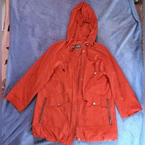 Martha Stewart Women's Red Hooded Winbreaker Rain Coat Size S
